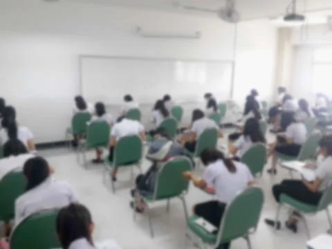 Blur background students were taking an exam in college. Stock Photos