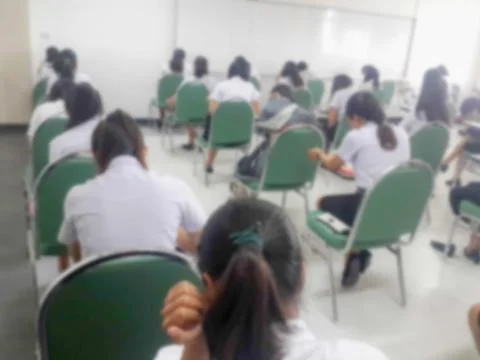 Blur background students were taking an exam in college. Stock Photos