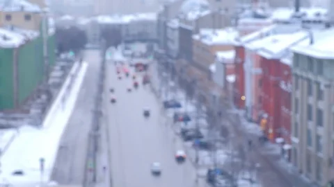 Blur background with view on the center of city and the road from a height. Stock Footage 119010729