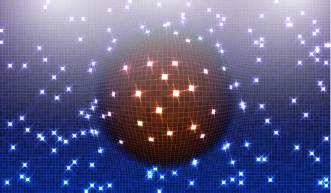 Blur blue gradient background of bright perspective with lighting glowing squ Stock Illustration