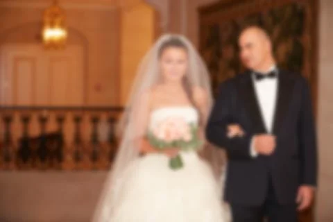 Blur blurred wedding ceremony bride and groom in hall Photos