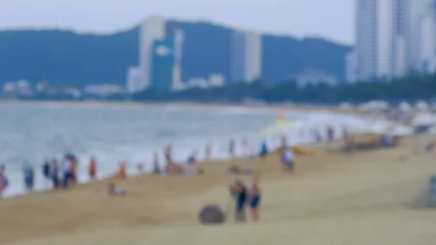 Blur, blurry, defocus panoramic view sand beach Stock Footage 101346454