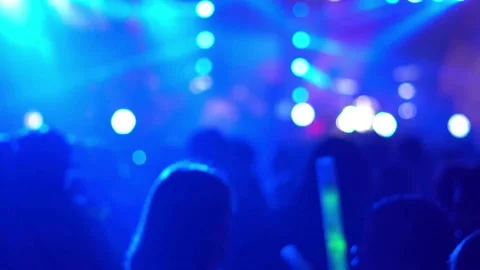 Blur crowd of people dancing on the dance floor of a night club light. blurry Stock Footage 265763146