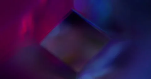 Blur cube float geometric background neon light Stock Footage 339773613