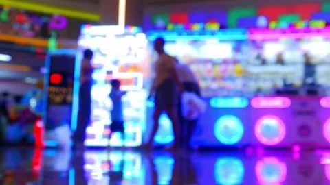 Blur defocus, Amusement Arcade game center Stock Footage 313318490
