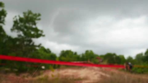 Blur defocus of cyclist ride mountain bike in forest for healthy and leisure  Stock Footage 131181069