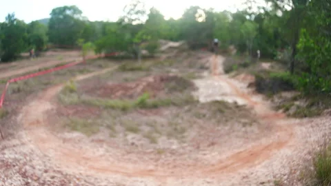 Blur defocus of cyclist ride mountain bike in forest for healthy and leisure  Stock Footage 131336013