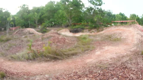 Blur defocus of cyclist ride mountain bike in forest for healthy and leisure  Stock Footage 131336894