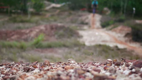 Blur defocus of cyclist ride mountain bike in forest for healthy and leisure  Stock Footage 131344871