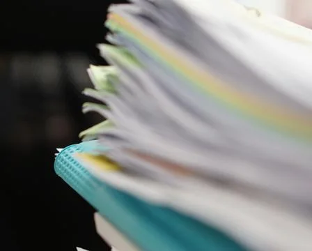 Blur of file of documents and blue file Stock Photos