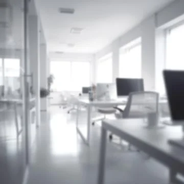 Blur focus of White open space office interior can be used as background Stock Photos
