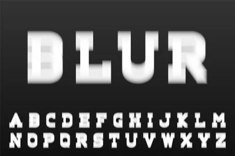 Blur font - creative vector english alphabet. White latin letters Stock Illustration