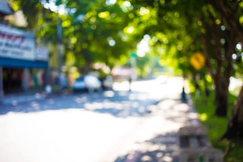 Blur image of Abstract Bokeh of tree green color background. Stock Photos