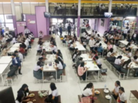 Blur image Canteen Dining Hall Room Stock Photos