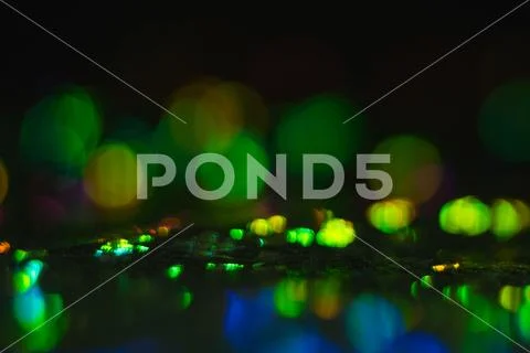 Blur lens flare lights green bokeh circle glow Stock Photos