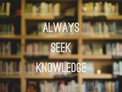 Blur library background with quote Stock Photos