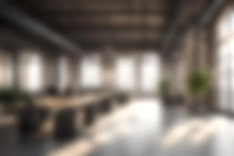 Blur Modern office interior in loft, light and shadow, big window, Blurred .. Foto stock