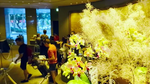 Blur motion of hotel reception counter in Taiwan Stock Footage 288064142