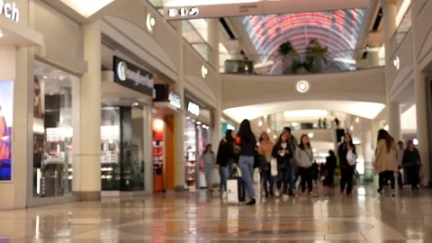 Blur motion of people shopping inside Burnaby shopping mall Video stock 83468320
