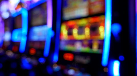 Blur motion of slot machine with lights glowing in the dark Stock Footage 66183626