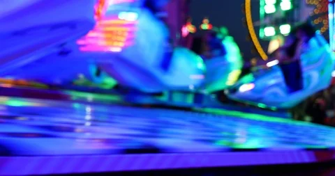 Blur night atmosphere at Octopus or Breakdance amusement ride. Stock Footage 113704282