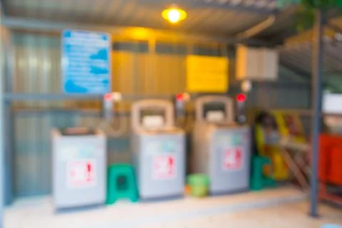 Blur or Defocus Background of Small Laundry Shop in Rural with Washing Machin Stock Photos