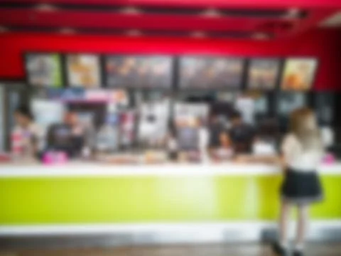 Blur or Defocus image of Coffee Shop or Cafeteria ,Customer at restaurant blu Stock Photos