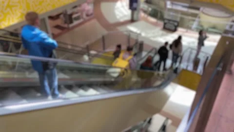 Blur or Defocus shopping mall background. People on escalator Stock Footage 155185019