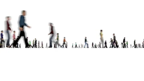 Blur people crowd on white bg Stock Footage 323454333