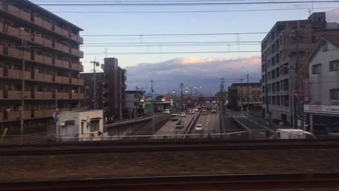 Blur scene from moving train window Stock Footage 79297982