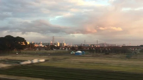 Blur scene from moving train window Stock Footage 79298150