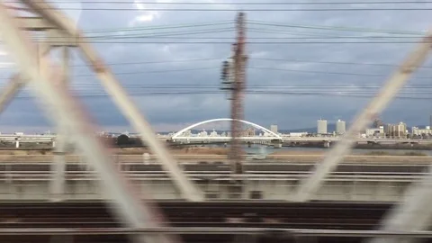 Blur scene from moving train window Stock Footage 79298642