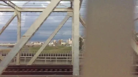 Blur scene from moving train window Stock Footage 79298717