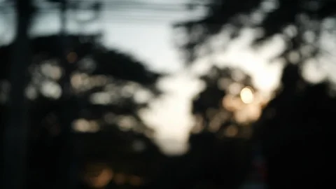 Blur scene sunset outside view of car driving on road trip travel Stock Footage 93596883