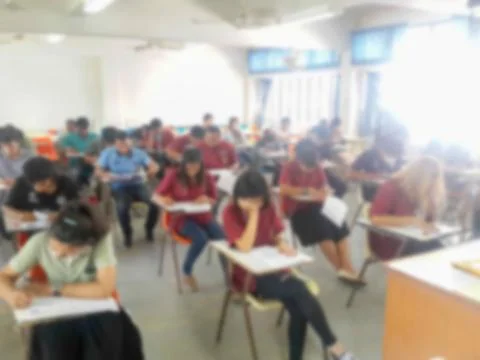 Blur school or university students writing answer Stock Photos