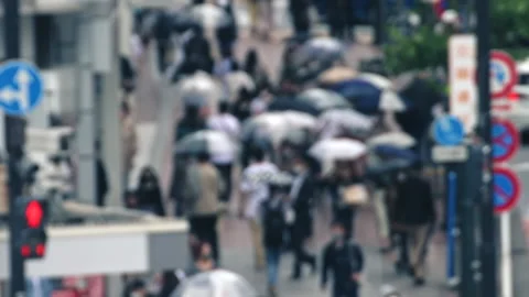 Blur slow motion of pedestrian walking along sidewalk at Shibuya Scramble cross Vídeo Stock 196077050