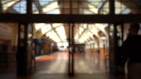 Blur Slow motion video of People passing through Railway Station Stock Footage 124343638
