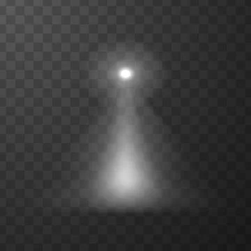 Blur spotlight vector effect, white projector light beam from top, realistic Stock Illustration