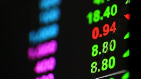 Blur Ticker Board in Exchange Stock Market Video stock 341348101