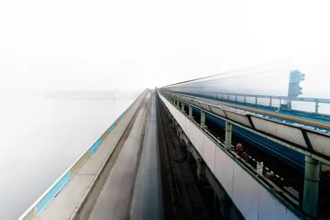 Blur train on the bridge Stock Photos