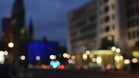 Blur video of night time traffic at Berlin Gedaechtnisskirche Stockbeeldmateriaal 47134329