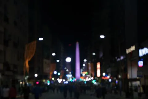Blur View of Avenida Corrientes in Buenos Aires, Argentina Stock Photos