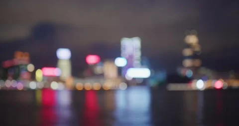 Blur view of city at night Stock Footage 136043619