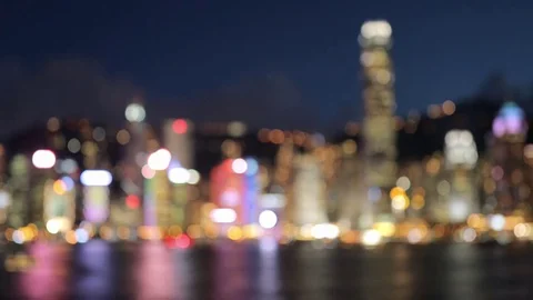 Blur view of Hong Kong landmark Stock Footage