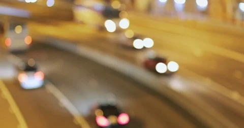 Blur view of traffic at night Stock Footage