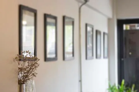 Blur wall of picture frames Stock Photos