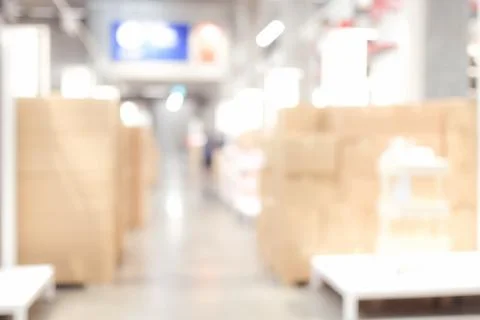 Blur warehouse background, Blurred store factory, industry warehouse space an Stock Photos