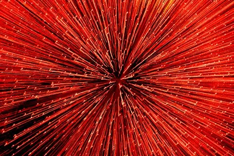 Blured background with bright lines of red light. Stock Photos