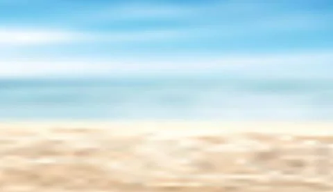 Blured beach background with yellow sand and blue sea and sky vector Ilustração Stock