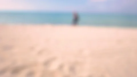 Blured Beautiful Beach With Person Passing Background Stock Footage 123728458